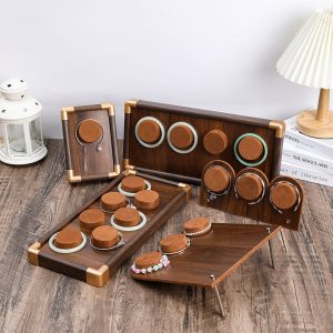 Présentoir à bijoux collier rétro en noyer de qualité supérieure présentoir à bijoux plaque de boucles d'oreilles plateau d'affichage de boucles d'oreilles – Image 2