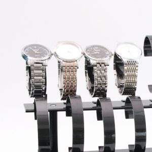 Présentoir de montre, porte-bijoux à trois couches en acrylique noir à 24 positions, bracelet, porte-montre, porte-montre, anneau en C pliable en continu. – Image 3