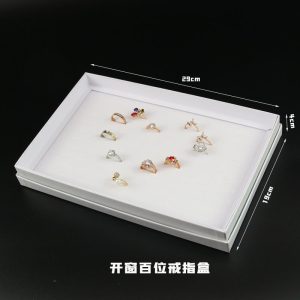 Boîte à bagues transparente à 100 positions, boîte à boucles d'oreilles en papier blanc, présentoir de bijouterie, accessoires d'affichage de boîte d'emballage – Image 6