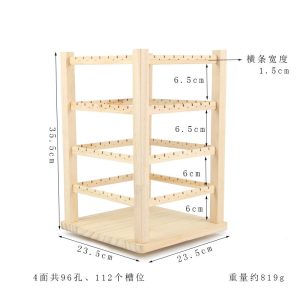 Présentoir à bijoux rotatif, présentoir à boucles d'oreilles en bois, présentoir à bijoux, présentoir à bijoux pour colliers. – Image 4