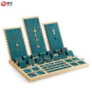 Présentoir à bijoux, boucles d'oreilles européennes en bambou et en bois, présentoir à bijoux, présentoir à bijoux en microfibre, présentoir à bijoux – Image 4