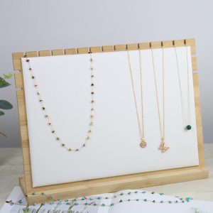 Spot mode bracelet collier support en cuir brossé présentoir fenêtre présentoir à bijoux stockage bois de bambou – Image 3