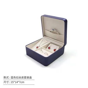 Boîte à bijoux spot bague en cuir pu collier boucles d'oreilles boucles d'oreilles ensemble trois pièces coffret d'emballage cadeau en cuir brossé – Image 8