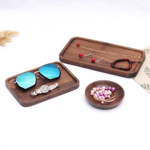 Ensemble de porte-bijoux créatifs de style nordique accessoires porte-boucles d'oreilles en noyer porte-bagues plateau à bijoux plateau de rangement pour bijoux – Image 2