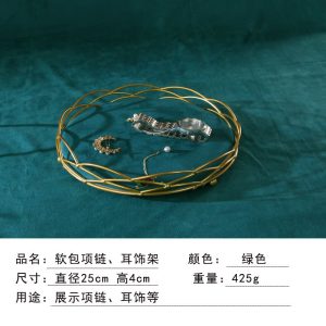 Présentoir à bijoux présentoir à bijoux lumière de luxe flanelle verte cadre photo collier support accessoires de prise de vue plateau à bagues – Image 8