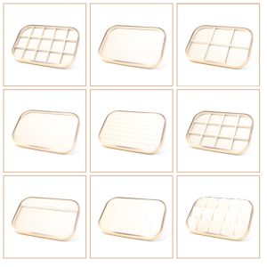 Plaque à bijoux en métal, porte-bijoux, plaque à bijoux beige en microfibre en alliage d'aluminium, présentoir à bijoux européen, stockage de bijoux – Image 1