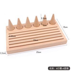 Porte-bijoux en bûche présentoir à bagues en hêtre porte-bagues en cône présentoir, porte-cartes pour boucles d'oreilles – Image 8