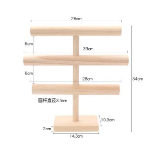 Présentoir de collier de bracelet en rondins étagère de rangement de bracelet suspendu en bois massif multicouche accessoires de porte-bijoux en bois – Image 7