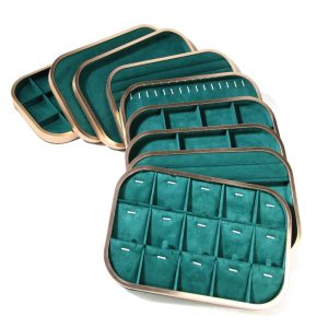 Plaque à bijoux en métal, porte-bijoux, plaque à bijoux vert clair en microfibre d'alliage d'aluminium, présentoir à bijoux européen, stockage de bijoux – Image 2