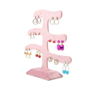 Présentoir transfrontalier pour bijoux, présentoir pour boucles d'oreilles en flanelle rose, présentoir pour ensembles de bijoux, rangement pour bijouterie à domicile – Image 2