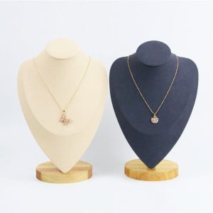 Mode en bois modèle de portrait européen et américain collier de bijoux en flanelle présentoir accessoires de tir de bijoux – Image 3