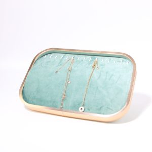 Plaque à bijoux en métal, porte-bijoux, plaque à bijoux vert clair en microfibre d'alliage d'aluminium, présentoir à bijoux européen, stockage de bijoux – Image 4