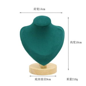 Portrait porte-bijoux vert microfibre flanelle collier porte-boucles d'oreilles stockage chandail chaîne porte-bijoux présentoir – Image 6