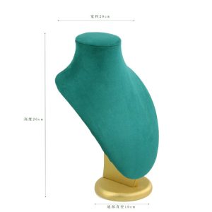 Spot fashion double couronne porte-bijoux vert collier en cuir brossé bracelet bague présentoir à bijoux en microfibre – Image 5