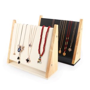 Log vertical collier bracelet présentoir porte-bijoux en cuir avec crochet porte-collier accessoires de rangement de bijouterie – Image 4