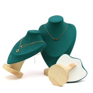Portrait porte-bijoux vert microfibre flanelle collier porte-boucles d'oreilles stockage chandail chaîne porte-bijoux présentoir – Image 3