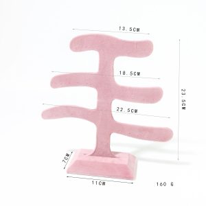 Présentoir à bijoux arbre en flanelle rose présentoir à boucles d'oreilles boucles d'oreilles ensemble de bijoux présentoir stockage de bijouterie à domicile – Image 2