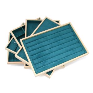Plaque à bijoux en rondins, porte-bijoux, plaque à bijoux verte en microfibre de bois massif, présentoir à bijoux européen, stockage de bijoux – Image 2
