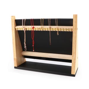 Log vertical collier bracelet présentoir porte-bijoux en cuir avec crochet porte-collier accessoires de rangement de bijouterie – Image 3