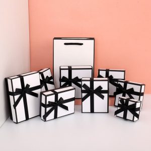 Emballage cadeau de bijoux portable boîte d'emballage en carton boîte-cadeau fille collier boucles d'oreilles bague bracelet boîte à bijoux – Image 12