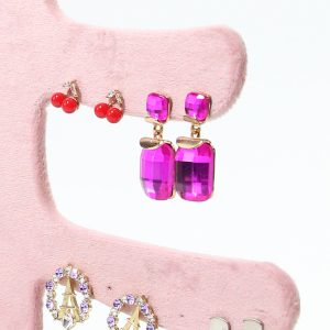 Présentoir à bijoux arbre en flanelle rose présentoir à boucles d'oreilles boucles d'oreilles ensemble de bijoux présentoir stockage de bijouterie à domicile – Image 4