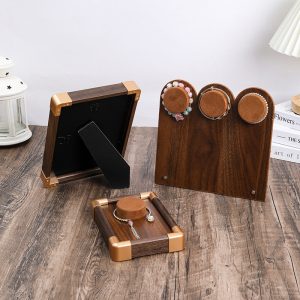 Présentoir à bijoux collier rétro en noyer de qualité supérieure présentoir à bijoux plaque de boucles d'oreilles plateau d'affichage de boucles d'oreilles – Image 3