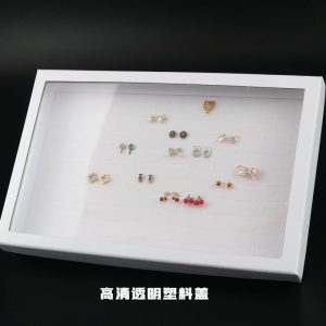 Boîte à bagues transparente à 100 positions, boîte à boucles d'oreilles en papier blanc, présentoir de bijouterie, accessoires d'affichage de boîte d'emballage – Image 3