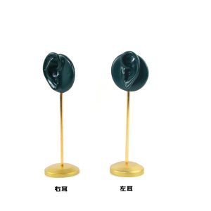 Boucles d'oreilles à double trou à fond en métal, porte-boucles d'oreilles, présentoir en résine vert foncé, comptoir de fenêtre, accessoires de présentation et porte-bijoux. – Image 1