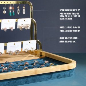 Porte-bijoux en métal, porte-boucles d'oreilles 3 couches en flanelle de bambou, boucles d'oreilles, boucles d'oreilles, boucles d'oreilles, porte-bagues, présentoir à bijoux, accessoires de tir – Image 4