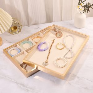 Plateau de présentation de bijoux transfrontaliers, plateau de bijoux, pendentif, bracelet, bague, boucles d'oreilles, accessoires de présentation de bijoux en argent perlé – Image 2