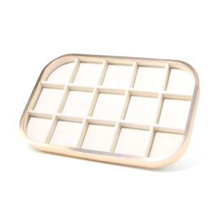 Plaque à bijoux en métal, porte-bijoux, plaque à bijoux beige en microfibre en alliage d'aluminium, présentoir à bijoux européen, stockage de bijoux – Image 5
