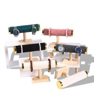 Bracelet spot transfrontalier, présentoir de montres, bijoux en bois massif, bracelet cylindrique, accessoires photo, porte-bracelet de luxe léger haut de gamme. – Image 2