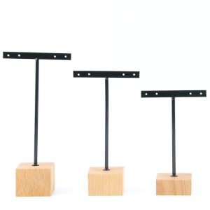 Support de boucles d'oreilles ensemble de trois pièces fond en bois boucles d'oreilles en bois présentoir de boucles d'oreilles présentoir de boucles d'oreilles en métal présentoir de bijoux en fer forgé – Image 12