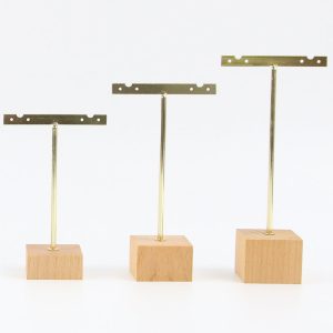 Support de boucles d'oreilles ensemble de trois pièces fond en bois boucles d'oreilles en bois présentoir de boucles d'oreilles présentoir de boucles d'oreilles en métal présentoir de bijoux en fer forgé – Image 3