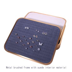 Plateau à bijoux en métal, boucles d'oreilles rectangulaires, bagues, clous, bracelets minces, plateaux de présentation, tableaux de rangement pour présentoirs à bijoux – Image 2