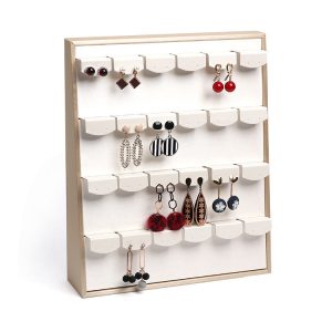 Porte-bijoux vertical en cuir haut de gamme, bague, boucles d'oreilles, collier, pendentif, présentoir, accessoires de bijoux de comptoir de bijouterie. – Image 5