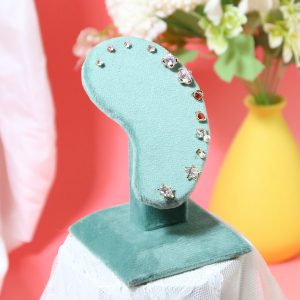 Porte-bijoux transfrontalier, porte-boucles d'oreilles en flanelle verte, bijouterie, vitrine de diffusion en direct, accessoires, présentoir de bijoux – Image 2