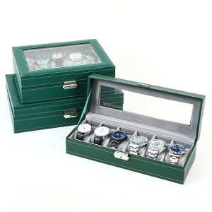 Boîte de rangement de montres transfrontalière, boîte de présentation de bijoux, boîte d'emballage de collection de bijoux, boîte de montre en cuir, boîte à bijoux ménagers. – Image 1