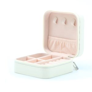 Boucles d'oreilles, boîte de rangement pour bijoux, collier, bijoux, grille en flanelle, anti-poussière, rangement portable, fermeture éclair, boîte à bijoux de voyage. – Image 7