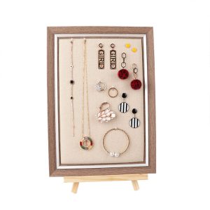 Cadre photo en bois boucles d'oreilles murales, boucles d'oreilles, tableau d'affichage, présentoir de bijoux, ornement de bague, collier, support de rangement, bijoux. – Image 3