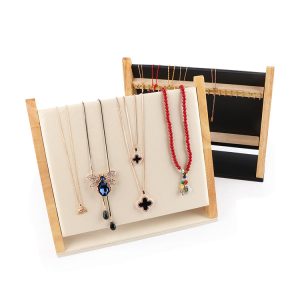 Log vertical collier bracelet présentoir porte-bijoux en cuir avec crochet porte-collier accessoires de rangement de bijouterie – Image 5