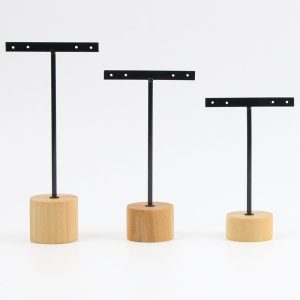 Support de boucles d'oreilles ensemble de trois pièces fond en bois boucles d'oreilles en bois présentoir de boucles d'oreilles présentoir de boucles d'oreilles en métal présentoir de bijoux en fer forgé – Image 8