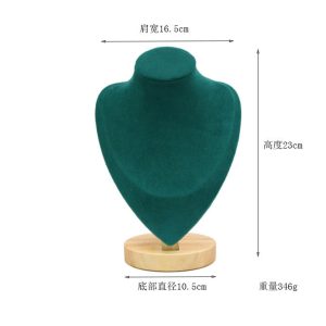 Portrait porte-bijoux vert microfibre flanelle collier porte-boucles d'oreilles stockage chandail chaîne porte-bijoux présentoir – Image 5
