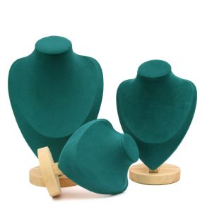 Portrait porte-bijoux vert microfibre flanelle collier porte-boucles d'oreilles stockage chandail chaîne porte-bijoux présentoir – Image 2