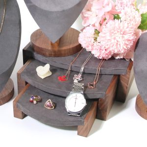 Table de rehaussement de flanelle de noyer haut de gamme présentoir de bijoux présentoir de bijouterie table fluide de bijoux ensemble de trois pièces – Image 4