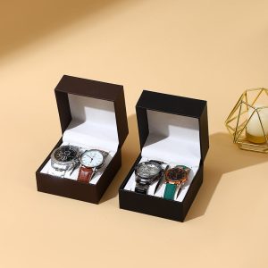 Boîte d'emballage de montre spot boîte en plastique boîte-cadeau boîte de montre à rabat boîte-cadeau de couleur en cuir luxe léger sens élevé – Image 2
