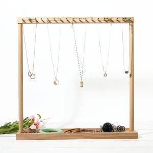 Présentoir transfrontalier pour collier en rondins de bois bracelet ornement de table pendentif boucle d'oreille accessoire de rangement porte-bijoux – Image 3